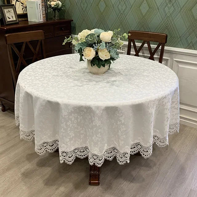 Obbty Table Cloth Round Tablecloth Art Household Lace Europe Dining Table Cover Embroidered Home Table Mat Dust Cover Home Decoration