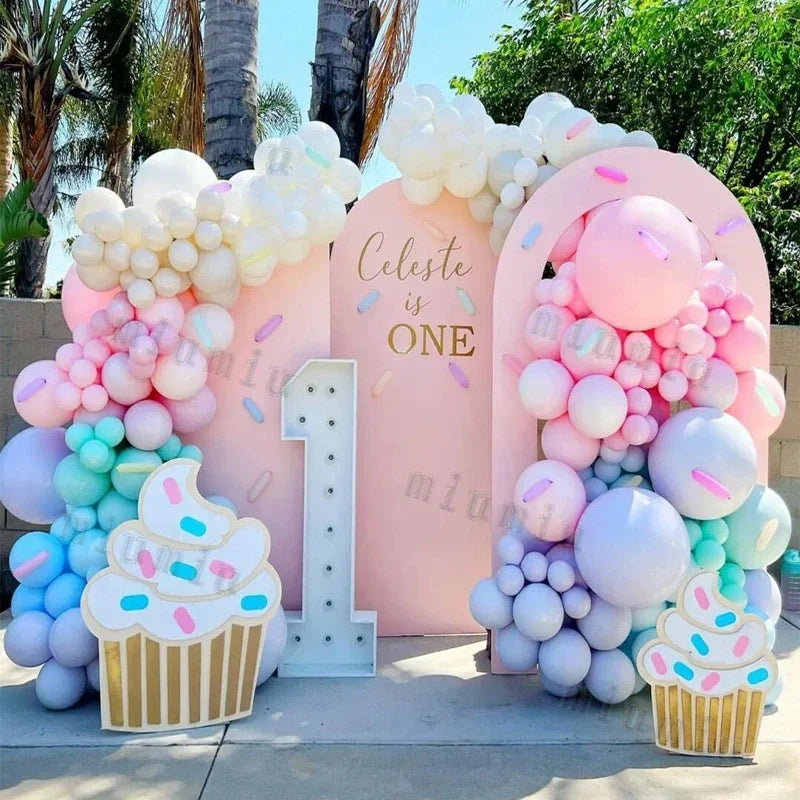 Obbty Macaron Rainbow Balloon Garland Arch Kit Girls Pastel Wedding Happy Birthday Party Pink Balloons Baby Shower Decoration Kid Gift