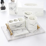 Obbty 1pc Creative Marble Pattern Resin Multifunction Electric Toothbrush Rack Toothpaste Holder Bathroom Cleaning Brush Storage Box