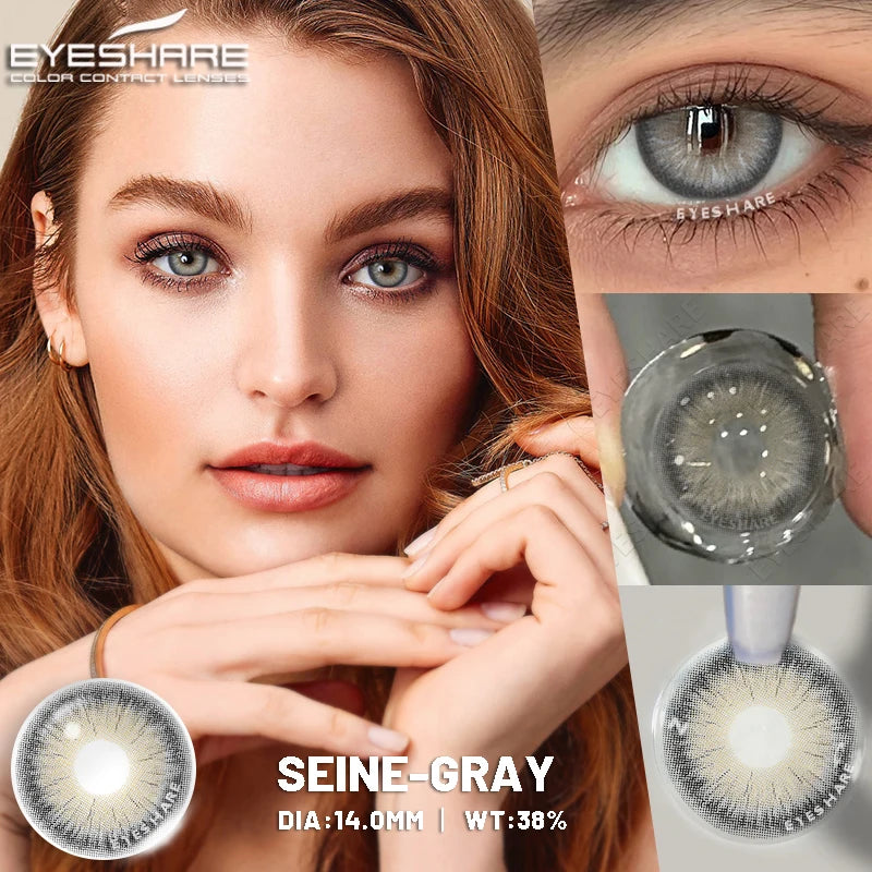 Obbty Colored Contact Lenses for Eyes 1Pair Natural Color Contact Lenses Yearly Color Green Lens Eye Blue Lenses Gray Pupils