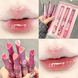 Obbty Water Light Mirror Lipstick Pen Glitter Lip Tint Long Lasting Moisturising Love Heart Shape Solid Lip Gloss Lip Makeup Cosmetics