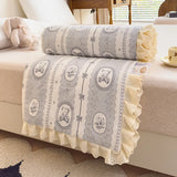 Obbty Pure Cotton Lace Summer Air Conditioning Quilt Cartoon Bear Plant Style Thin Blanket Adult Girl Teenager Comfortable Soft Quilt