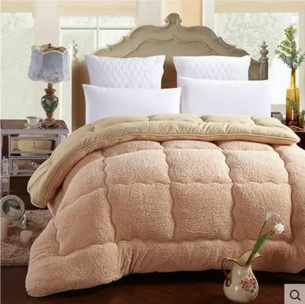 Obbty Winter Duvet Lamb Wool Warm Comforter Camel Cotton Quilt Thicken Blanket King Queen Size Single Double Cashmere Couple Bed Quilt