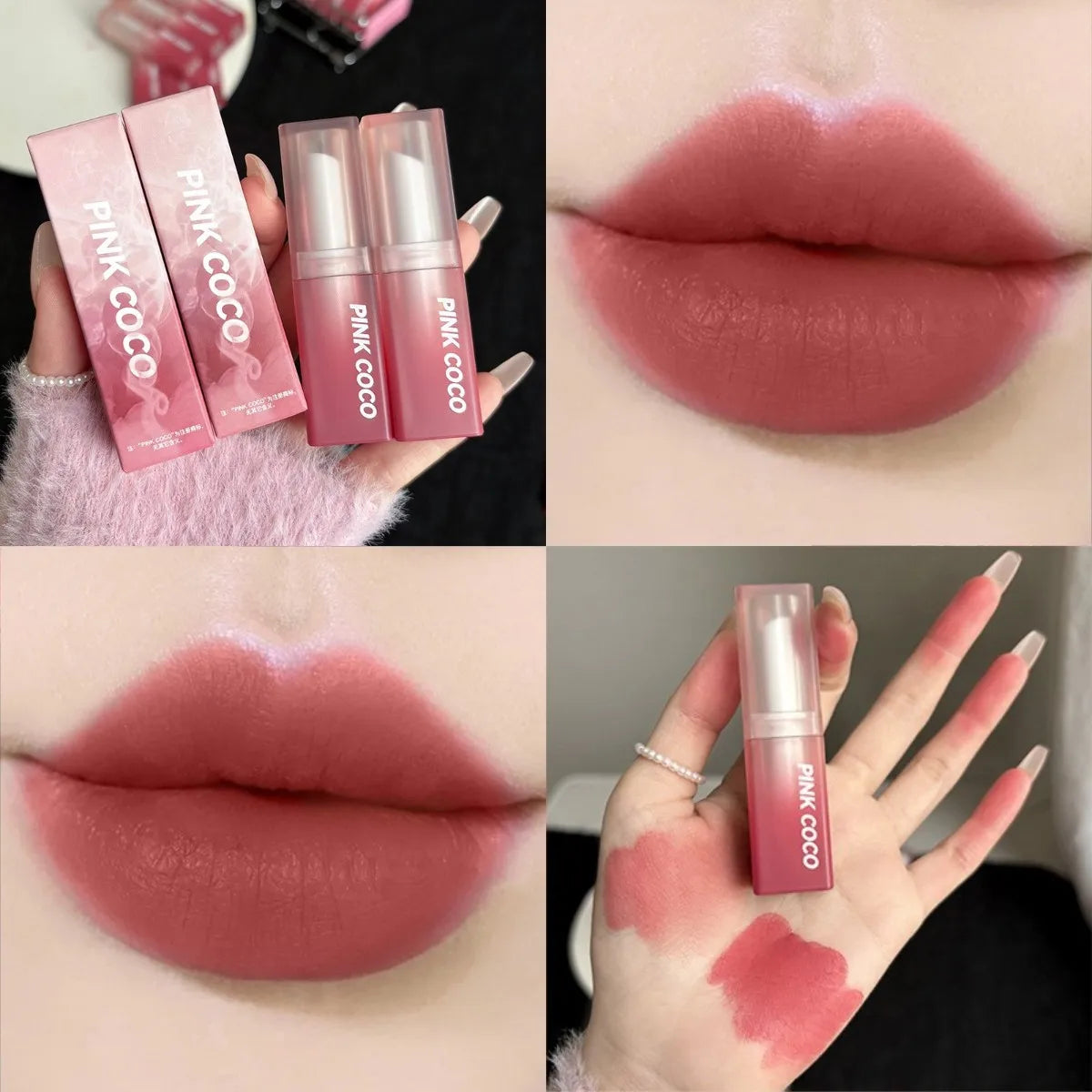 Obbty Velvet Matte Lipstick Moisturizing Waterproof Lasting Nude Peach Lip Tint Non-stick Cup Lip Gloss Red Lipstick Cosmetics Make Up