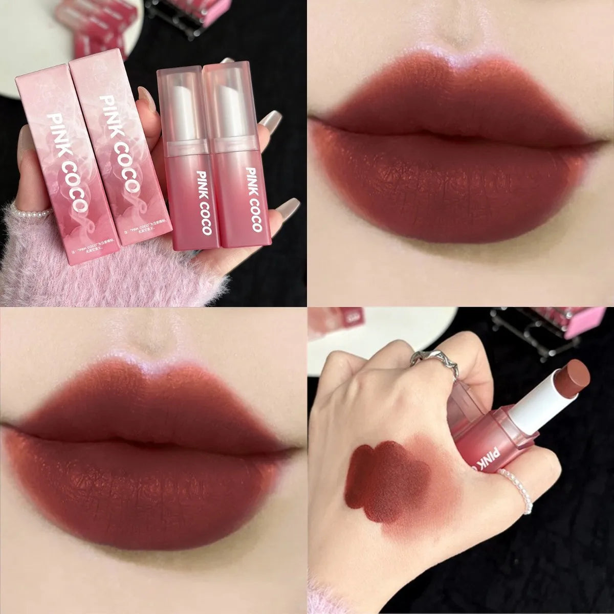 Obbty Velvet Matte Lipstick Moisturizing Waterproof Lasting Nude Peach Lip Tint Non-stick Cup Lip Gloss Red Lipstick Cosmetics Make Up