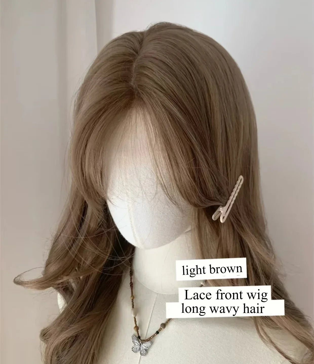 Obbty Light Brown Wig for Women Long Wavy Hair Synthetic Wig for Daily Life Cosplay Lolita Heat Resistant Headband Wigs