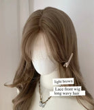 Obbty Light Brown Wig for Women Long Wavy Hair Synthetic Wig for Daily Life Cosplay Lolita Heat Resistant Headband Wigs