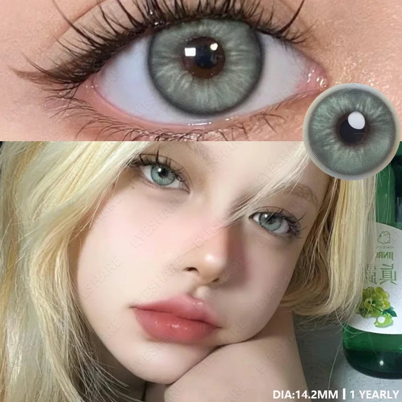 Obbty Natural Colored Contact Lenses for Eyes 1Pair Green Eye Lenses Blue Eye Contacts Brown Lenses Yearly Korean Gray Pupils