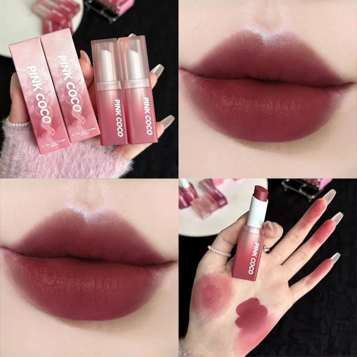 Obbty Velvet Matte Lipstick Moisturizing Waterproof Lasting Nude Peach Lip Tint Non-stick Cup Lip Gloss Red Lipstick Cosmetics Make Up