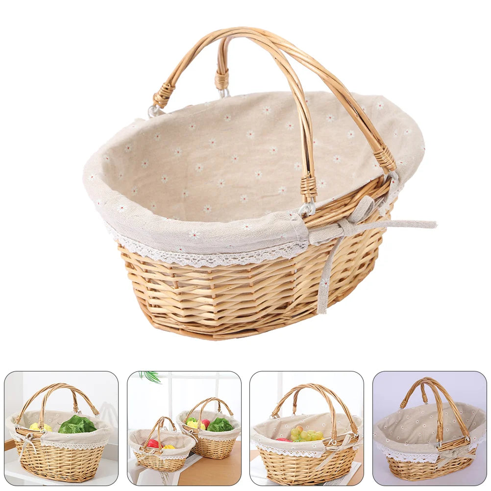 Obbty Picnic Basket Wedding Ceremony Decorations Woven Willow Wicker Flower Hanging Candy Child