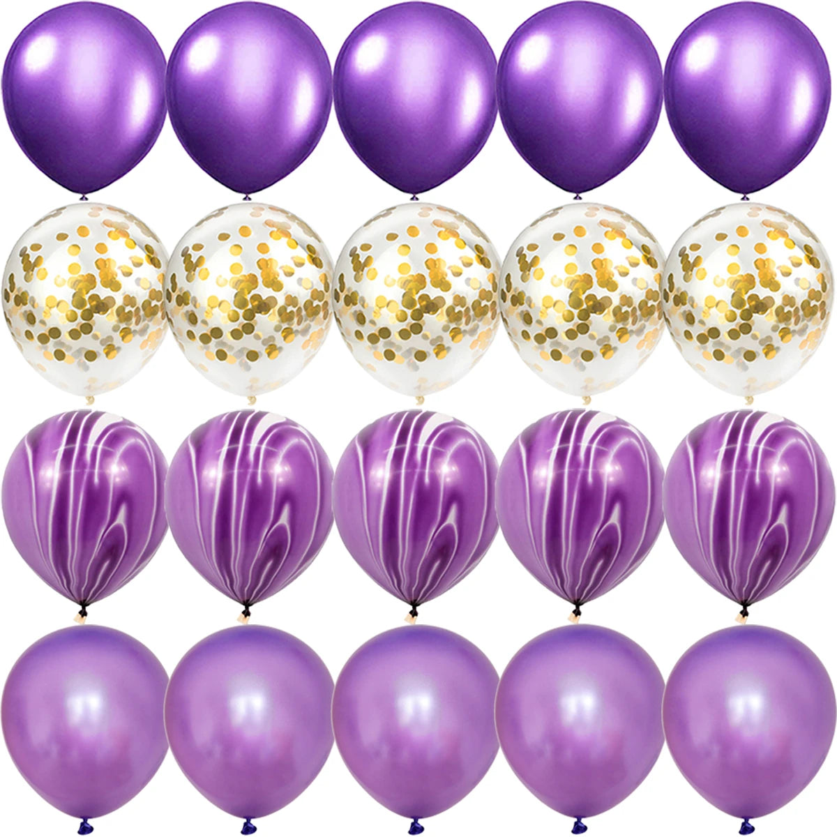 Obbty Purple Golden matte Balloons Silver Confetti Balloon Wedding Valentine's Day Baby Shower Birthday Party Decorations