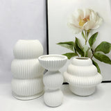 Obbty Modern minimalist ins style Nordic white ceramic vase decoration, dried flower arrangement, home living room