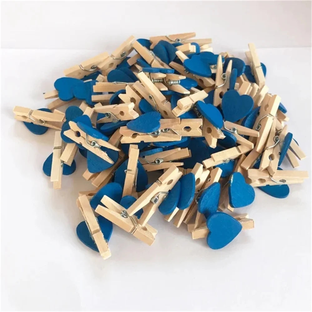 Obbty New 50Pcs/Set Wooden Clips Love Heart Pegs Clothespin DIY Cute Wedding Decoration Craft Pegs Clothespin