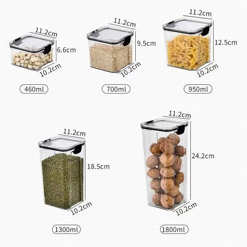 Obbty Plastic Food Storage Box Cereal Candy Dried Jars with Lid Fridge StorageTank Containers Household Items Kitchen Organizer