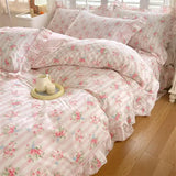 Obbty 100% Cotton Duvet Cover Bed Linen Floral Bedding Set Elegant Flower Quilt Cover Single Queen King Size Bedding Set Quilt Cover