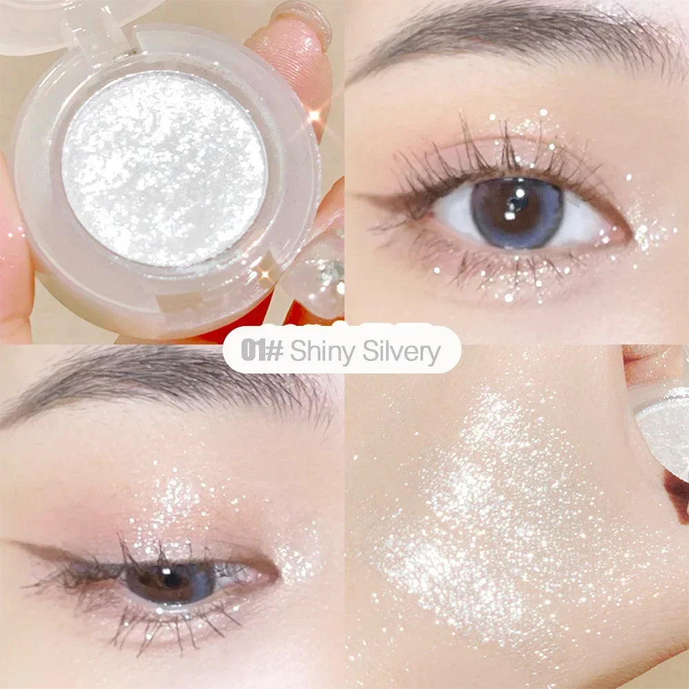 Obbty Diamond Glitter Monochrome Eyeshadow Palette Discoloration Eyeshadow Highlighter Sequins Waterproof Lasting Eyes Makeup Pigments