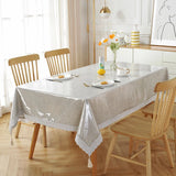 Obbty Lace Clear Tablecloth Transparency PVC Table Cloth Vinyl Waterproof Oilproof Kitchen Dining Table Cover for Rectangular Table