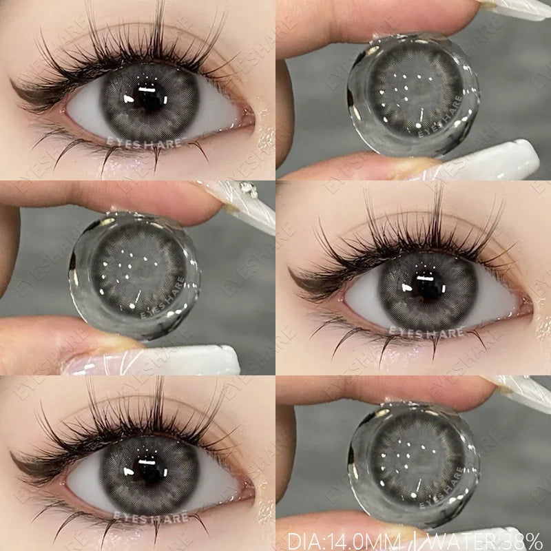 Obbty 1Pair Colored Contact Lenses for Eyes Natural Look Gray Eye Lenses Brown Contacts Blue Lenses Green Eye Lens Yearly