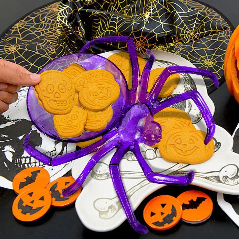 Obbty 1pc Halloween Spider Shaped Fruit Candy Plate Snack Cookie Tray Kids Trick Or Treat Gift Basket Halloween Party Home Table Decor