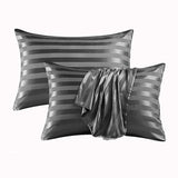 Obbty Luxury Satin Stripes Pillowcase Queen Soft Comfortable High End Pillow Cover King Size Jacquard Pillow Case Home Pillow Covers