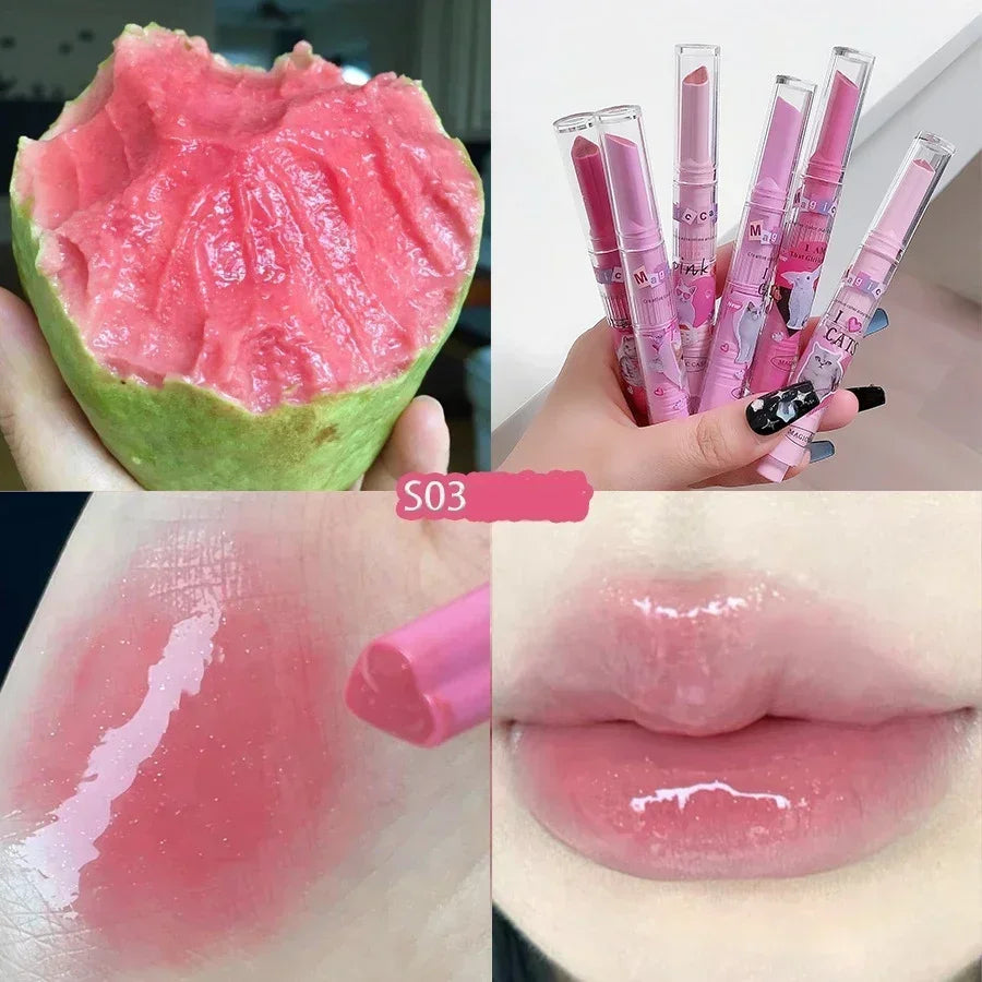 Obbty Water Light Mirror Lipstick Pen Glitter Lip Tint Long Lasting Moisturising Love Heart Shape Solid Lip Gloss Lip Makeup Cosmetics