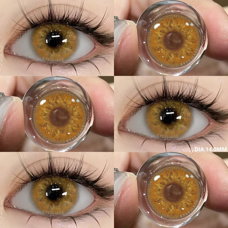 Obbty 1Pair Colored Contact Lenses for Eyes Natural Brown Eye Lenses Gray Pupils Blue Eye Soft Lenses Yearly Green Contacts