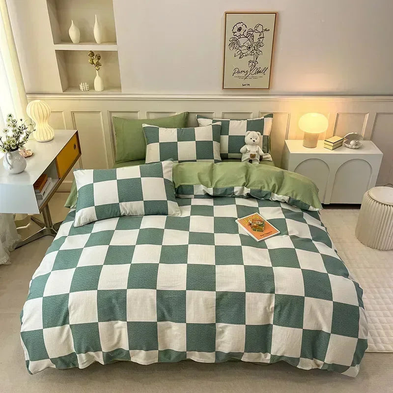 Obbty High-quality Home Pure Cotton Bedding Set 100% Cotton Skin-friendly Queen Duvet Cover Set with Sheets Comforter Cover Pillowcase