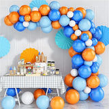 Obbty 93pcs Blue Balloon Garland Arch Kit White Orange Balloons Decor Baby Baptism Shower Birthday Wedding Bachelor Party Decoration