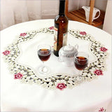 Obbty S/M/L Rose Elegant Round Table Cloth Fashion Embroidery Fabric Art Tablecloth Modern Rural Style Round Tablecloth