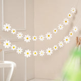 Obbty 2PCS White Daisy Flags Floral Banner Birthday Party Decoration