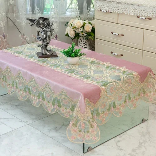 Obbty Luxury Lace Tablecloth Tea Table Cloth TV Cabinet Tablecloths Romantic Embroidery Table Cover for Dining Table Clothes Cloths