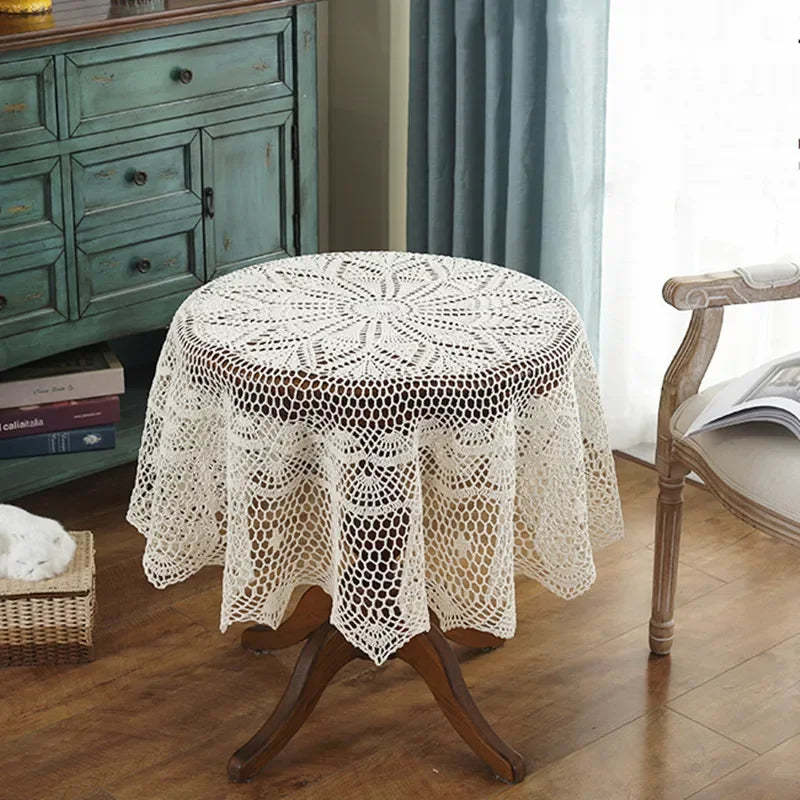 Obbty Crocheted Table Cloth, Round Table Cover, Dining Tablecloths, Home Decorative, Christmas, Hot, Luxury