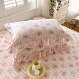 Obbty 2pcs Pillow Case 100% Cotton Pillow Cover 48x74cm Cushion Cover for Bed Floral Style Pillowslip Ruffles Pillowcase