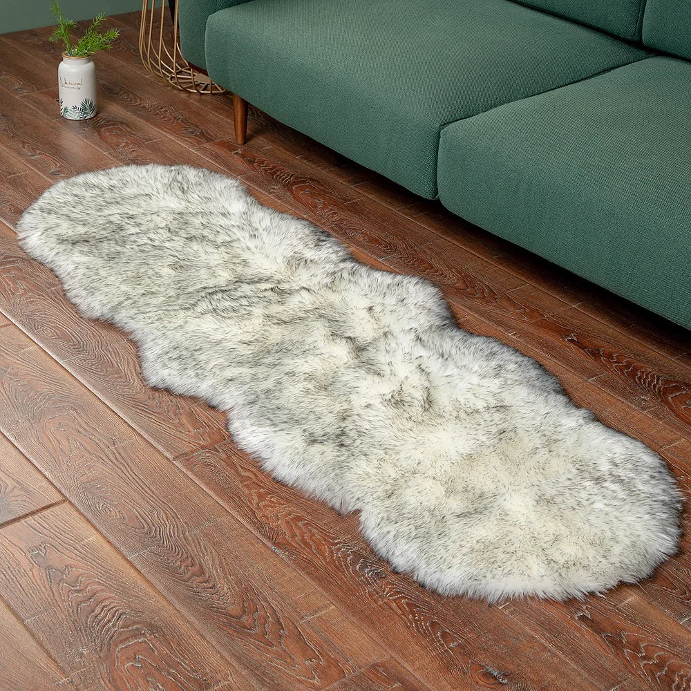 Obbty Shaggy White Fur Rug Bedroom  Soft Fluffy Faux Sheepskin Area Rugs Washable Plush Bedside Carpet for Living Room Sofa Decor