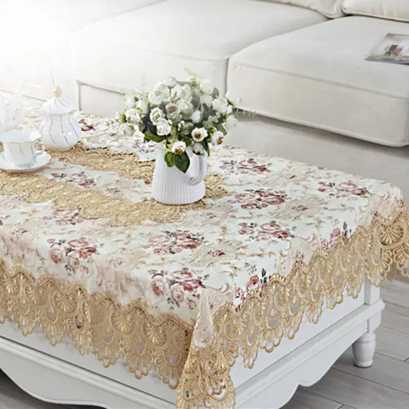 Obbty Top Elegant Embroidery Lace Round Tablecloth, Wedding Table Cloth Cover, TV Covers, Tea Tablecloths, Sofa Towel, Refrigerator