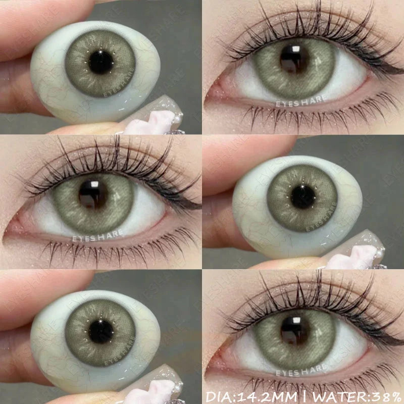 Obbty Natural Colored Contact Lenses for Eyes 1Pair Green Eye Lenses Blue Eye Contacts Brown Lenses Yearly Korean Gray Pupils