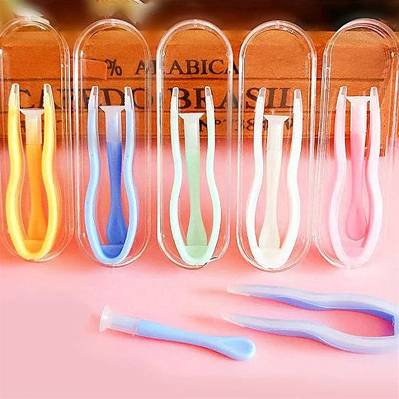 Obbty Color Contact Lens Case Clip Stick Tweezers Combination Box Piece Clip Set for lenses random color Case