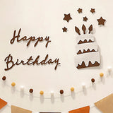 Obbty 4PCS Retro birthday party pennant fur ball cake linked letter banner flag decoration layout 1 set of 4 pieces.