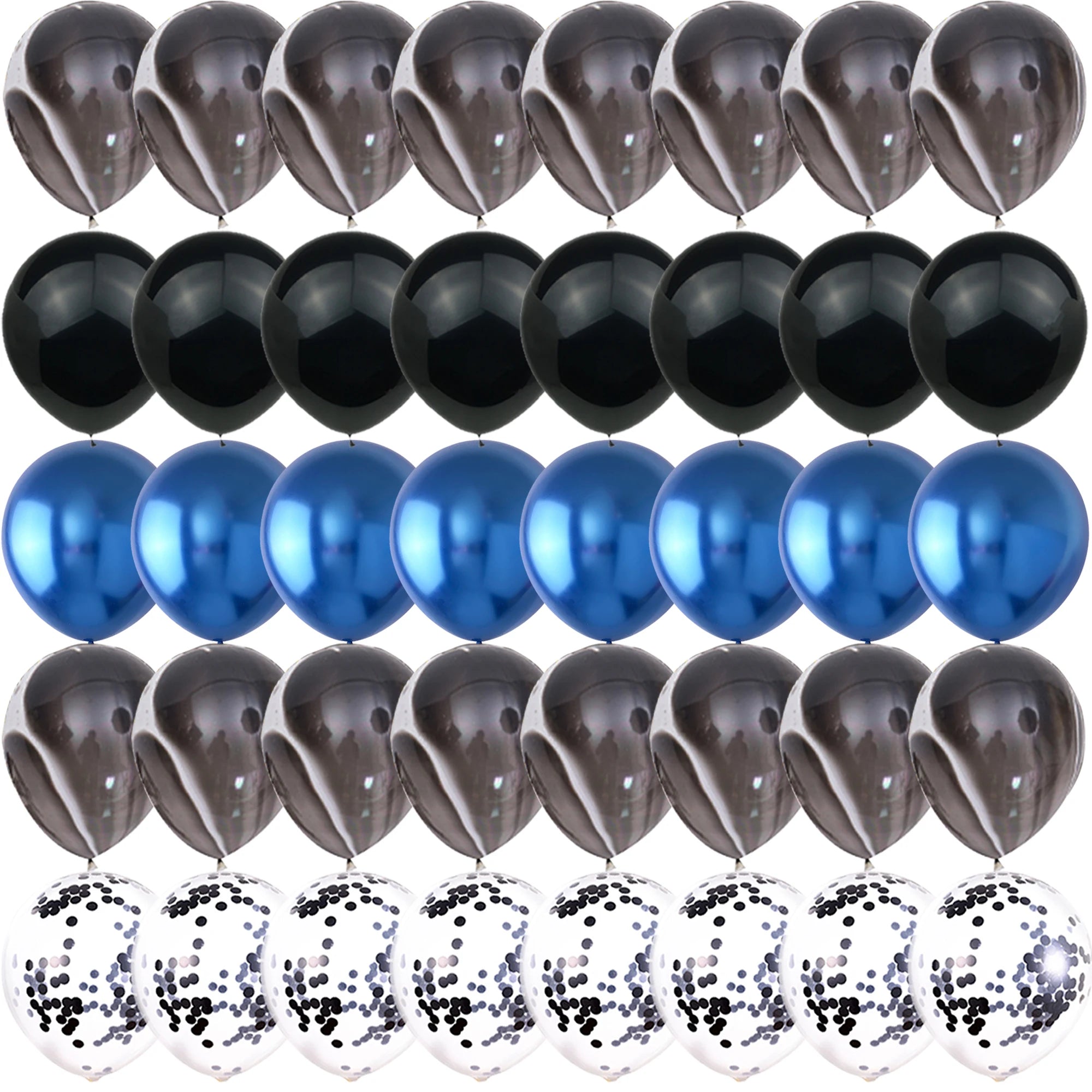 Obbty 40PCS Metal Blue Night Blue Black Balloons Gender Reveal Wedding Valentine's Day Baby Shower Birthday Globos Party Decorations