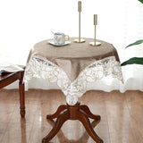 Obbty Table cloth Chocolate Golden Velvet Embroidered Luxury Table Dining Table Cover TableCloth Flower Lace Tv Cabinet Dust Cover