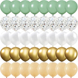 Obbty 40PCS Sage Green Gold White Latex Confetti Balloons Baby Shower Birthday Wedding Party Decorations Globos