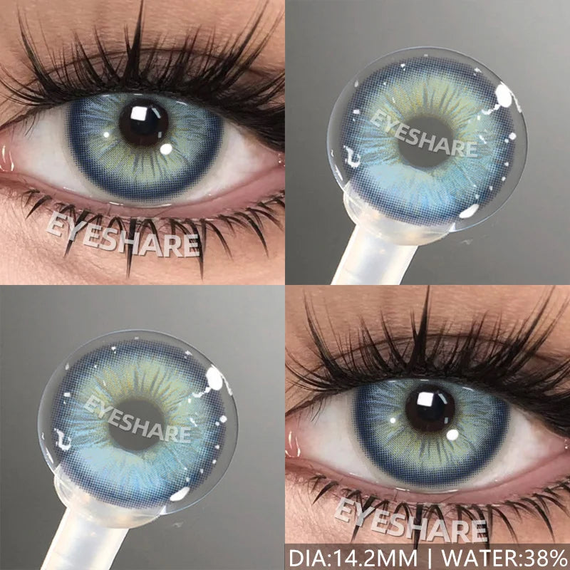 Obbty 1Pair New Color Contact Lenses for Eyes Natural Black Yearly Use Lenses Blue Multicolored Contact Lens Gray Pupils Lens