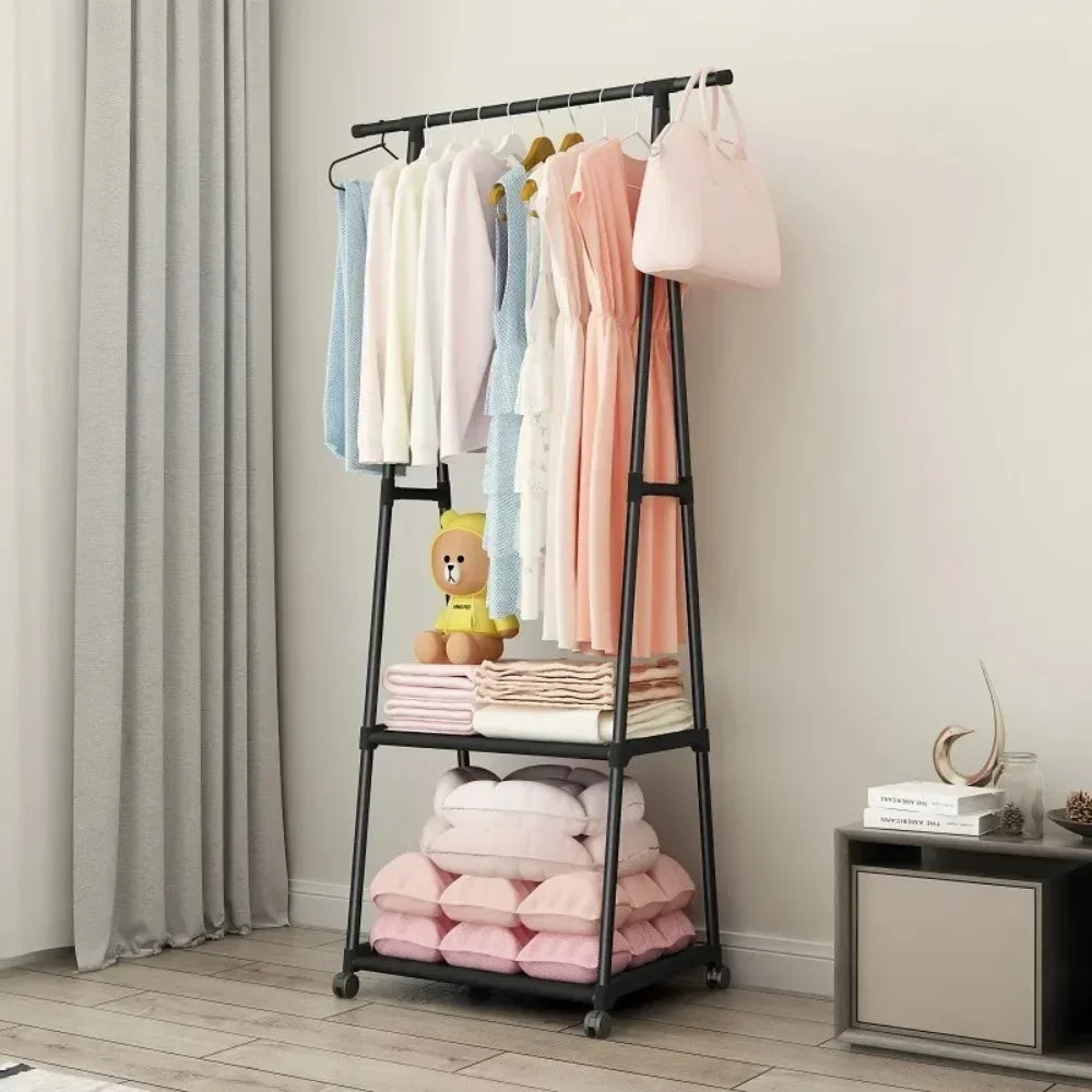 Obbty Standing Coat Rack Triangle Pulley Clothes Racks With Wheels Household Simple Cool Coat Shelf Bedroom Hanging Clothes Storage