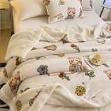 Obbty Plaid Warm Cartoon Thickened Nap Air Conditioning Blanket Double woolen blanket Bedspread on the bed Sofa Cover