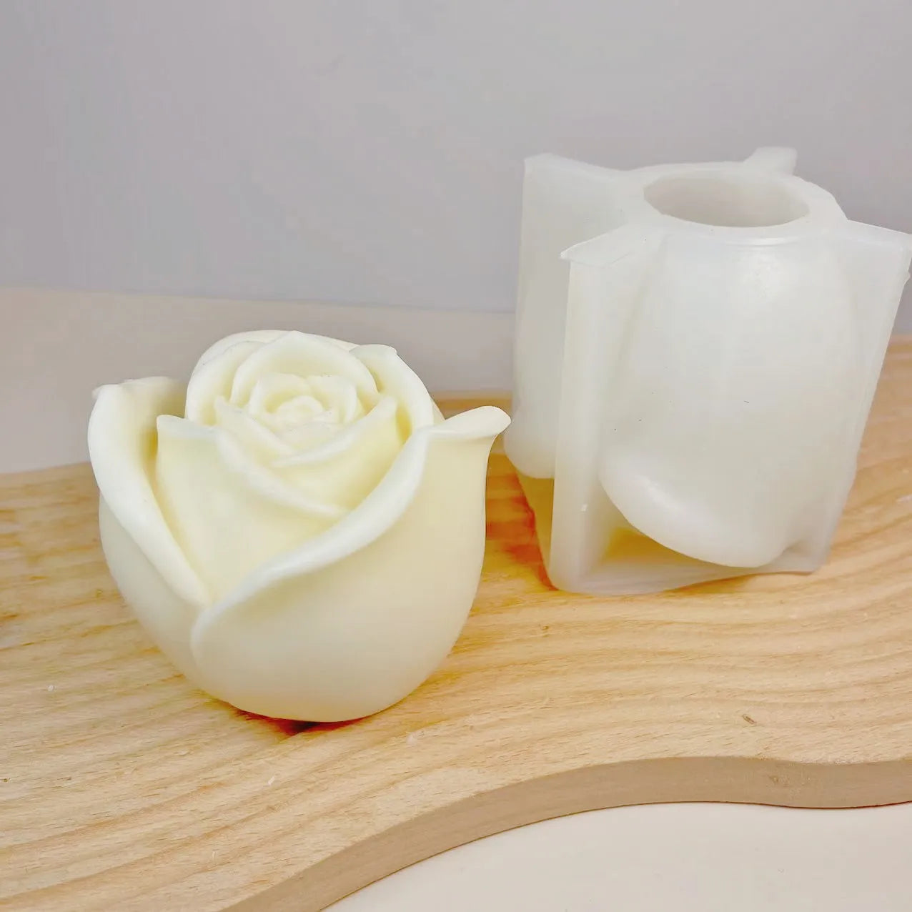 Obbty 3D Large Rose Candle Silicone Mold Valentine's Day Rose Cake Chocolate Silicone Mold Home Decoration Resin Plaster Mold