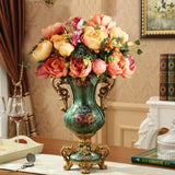 Obbty 30CM European Resin Vase Stereoscopic Dried Fowers Arrangement Wobble Plate Living Room Entrance Ornaments Home Decorations