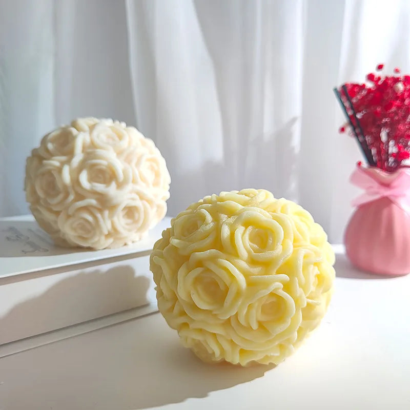 Obbty 3D Large Rose Candle Silicone Mold Valentine's Day Rose Cake Chocolate Silicone Mold Home Decoration Resin Plaster Mold