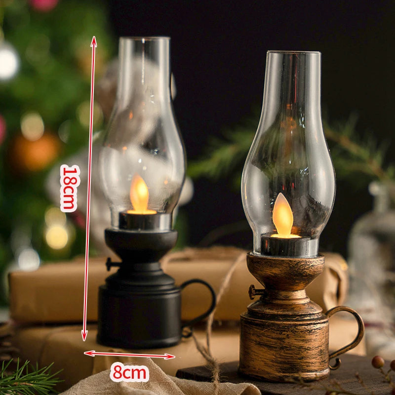 Obbty Retro Candle Lamp Flameless Candlestick Night Light Desktop Candle Holders Ornaments Living Room Bedhead Decoration Photo Props