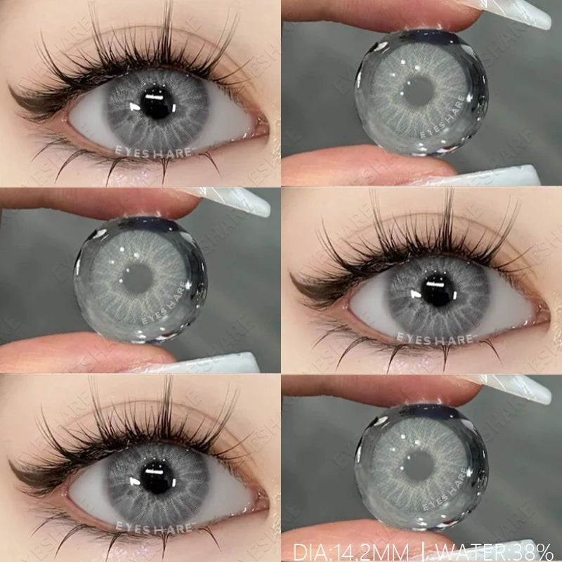 Obbty 1Pair Colored Contact Lenses for Eyes Natural Look Gray Eye Lenses Brown Contacts Blue Lenses Green Eye Lens Yearly