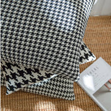 Obbty Cotton Houndstooth Knitting Cushion Covers 45x45cm Black and White Pillow Case for Living Room Decoration Sofa Pillow Cover